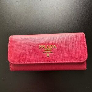 Authentic PRELOVED Pink Prada Saffiano Compact Key Wallet